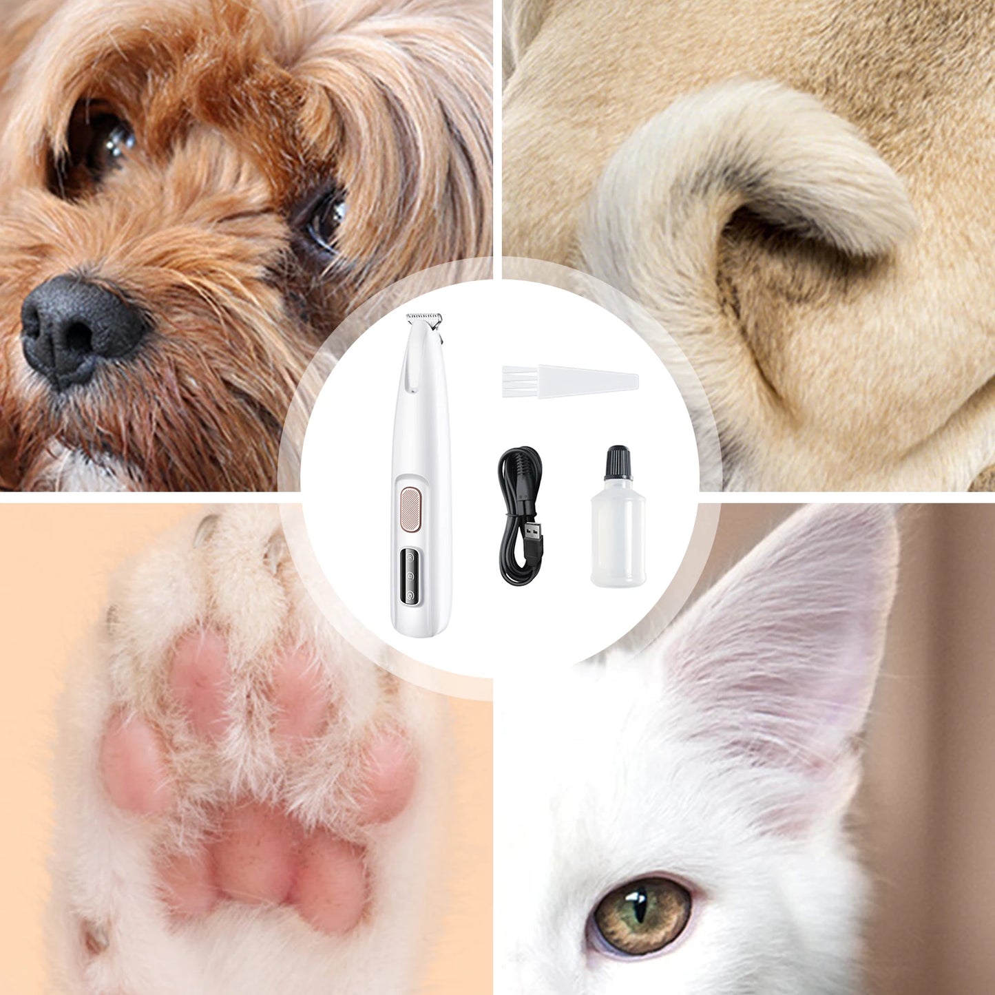 Rechargeable Pet Clippers with LED Light for Grooming