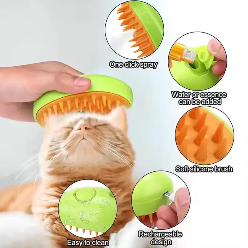 Pet Grooming Brush with Steam & Massage