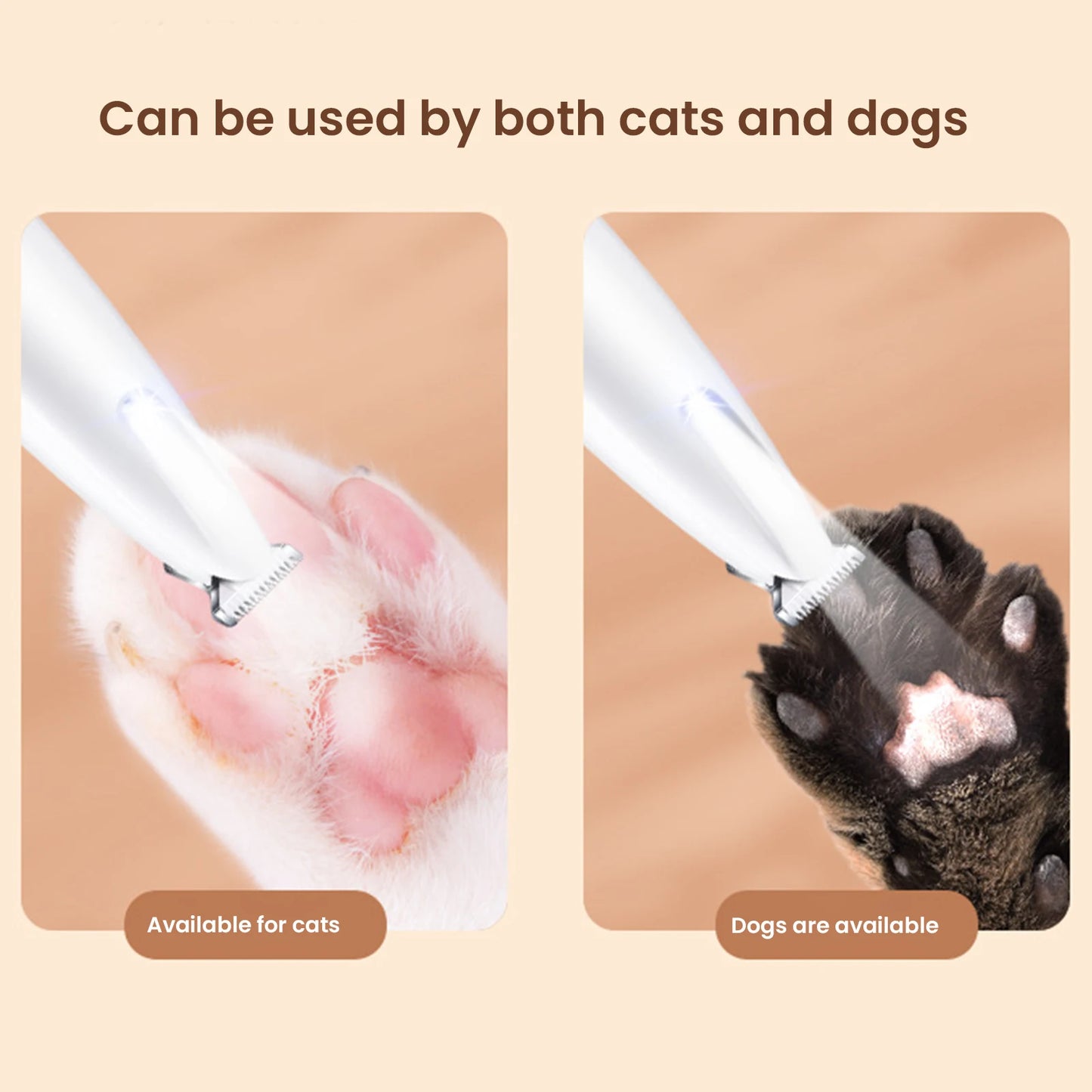 Rechargeable Pet Clippers with LED Light for Grooming