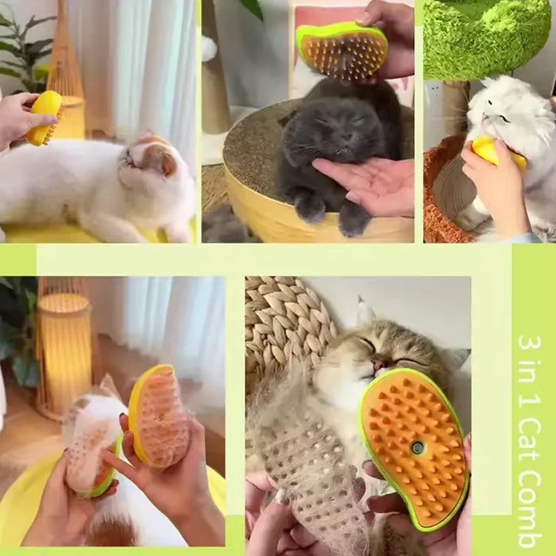 Pet Grooming Brush with Steam & Massage