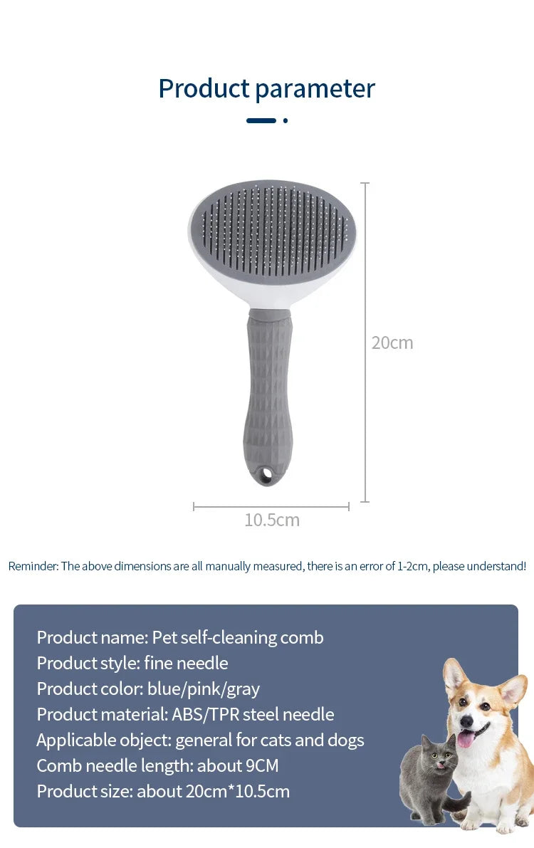 Stainless Steel Pet Grooming Brush for Cats & Dogs